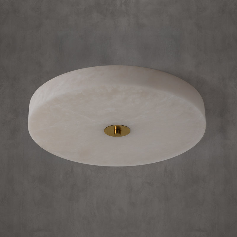 Plafonnier encastré rond 11,8 po avec abat-jour albâtre, H 1,97 po x l 11,8 po x P 11,8 po