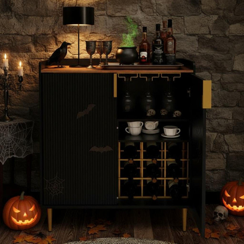 Cabinet/Enclosed Storage Wine Bottle Rack, Black