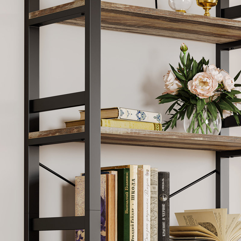 Bookshelf, 31.5In Wide Shelf 6 Tier Bookcase, 110Lbs/Shelf Industrial Bookshelves, Industrial Brown