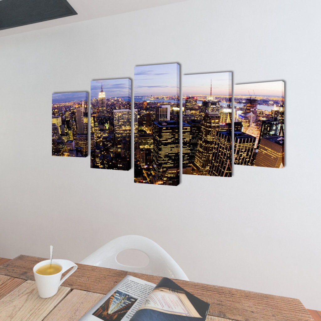 Bird's View of New York - 5 Piece Wrapped Canvas Photograph Print Set