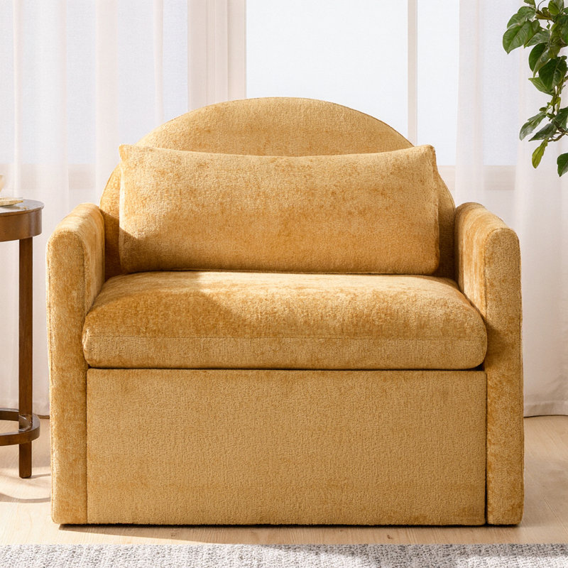 Fauteuil surdimensionné en chenille jaune Sunbeam, Yellow