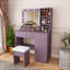 Ensemble de coiffeuse avec tabouret rembourré et miroir lumineux réglable