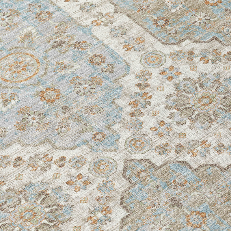 Machine Washable Indoor/Outdoor Chantille ACN2643 Damask Rug, Ivory, 10' x 14'