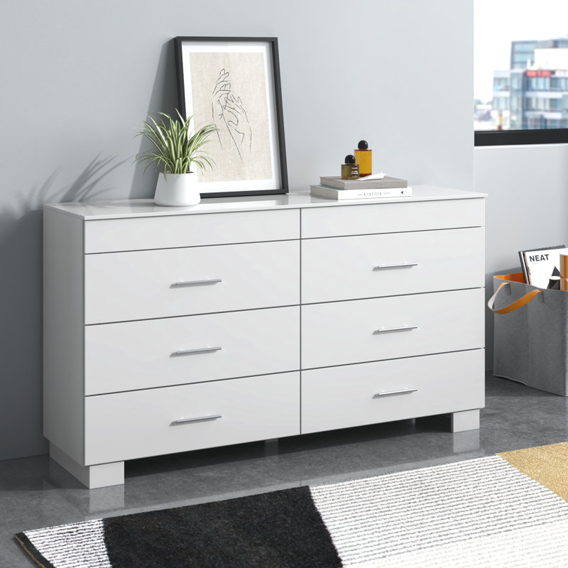 Commode double 6 tiroirs Anglina, Blanc