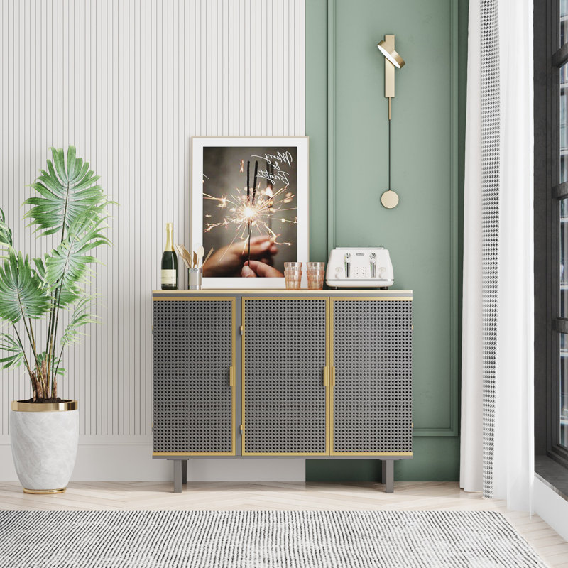 40.38" W Metal Accent Cabinet, Kitchen Storage Cabinet, Entryway Cabinet