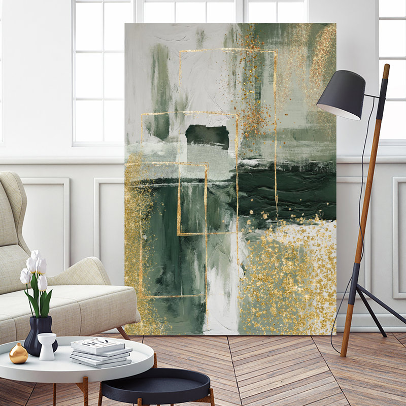 «Green And Gold Moment 3» par Sally, H 72 po x l 48 po