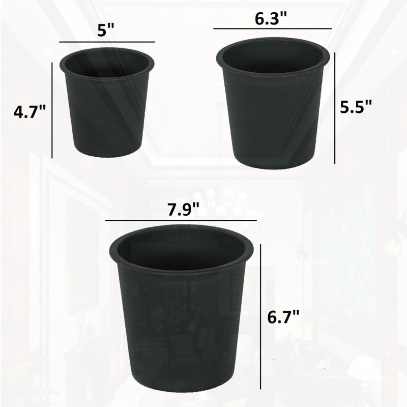 5" Round Nursery Plant Pot 5-Pack, 4.7" H x 5" W x 5" D
