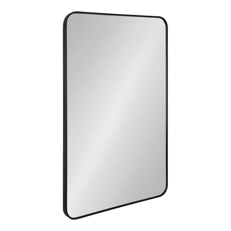 Anacleta Radius Rectangle Framed Wall Mirror, Black, 30" x 20"