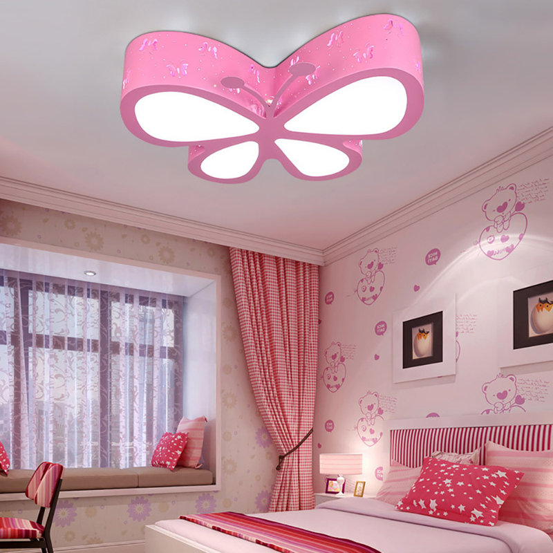 19.7'' Butterfly LED Flush Mount Ceiling Light, Pink