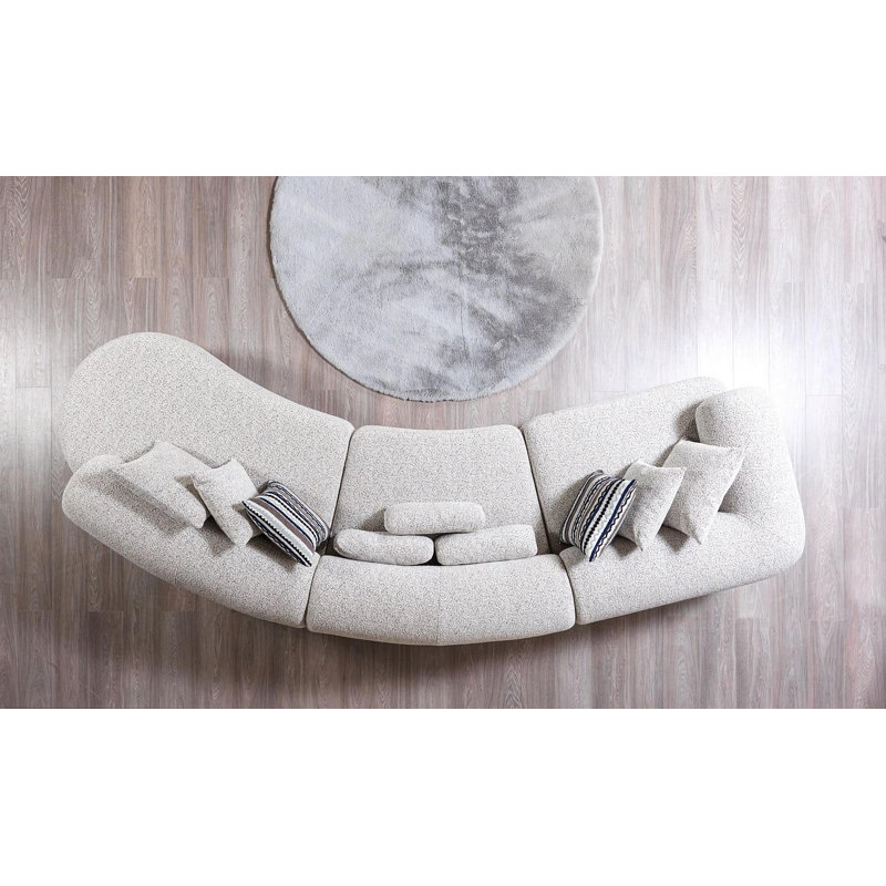 Canapé modulaire rembourré 3 pièces Leathie, Tissu crème