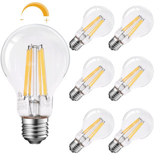 A19 LED Edison Light Bulb 12W Equivalent 100W Dimmable 1600lm 2700K Soft White (Set of 6)