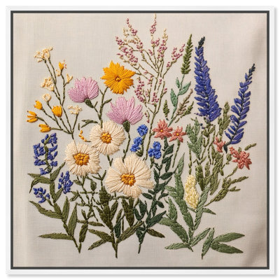 Needlepoint Prairie Posy Canvas Floral Prints by Art Remedy