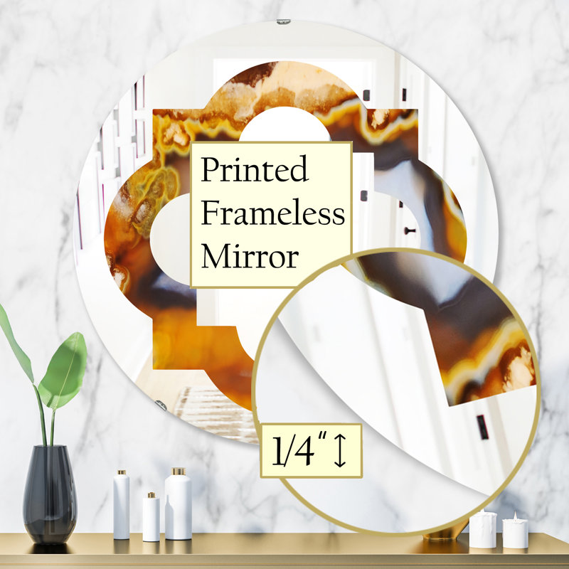 Miroir mural moderne sans cadre quadrilobe agate, 23,6 po x 23,6 po