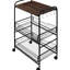 Chariot de cuisine en noyer à 3 niveaux avec 2 crochets coulissants et latéraux, compact pour un rangement efficace