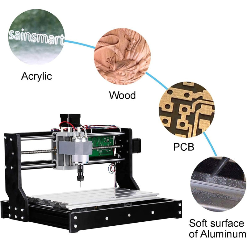 Genmitsu Black Acrylic and PVC CNC Router Kit with 300x180x45mm Working Area