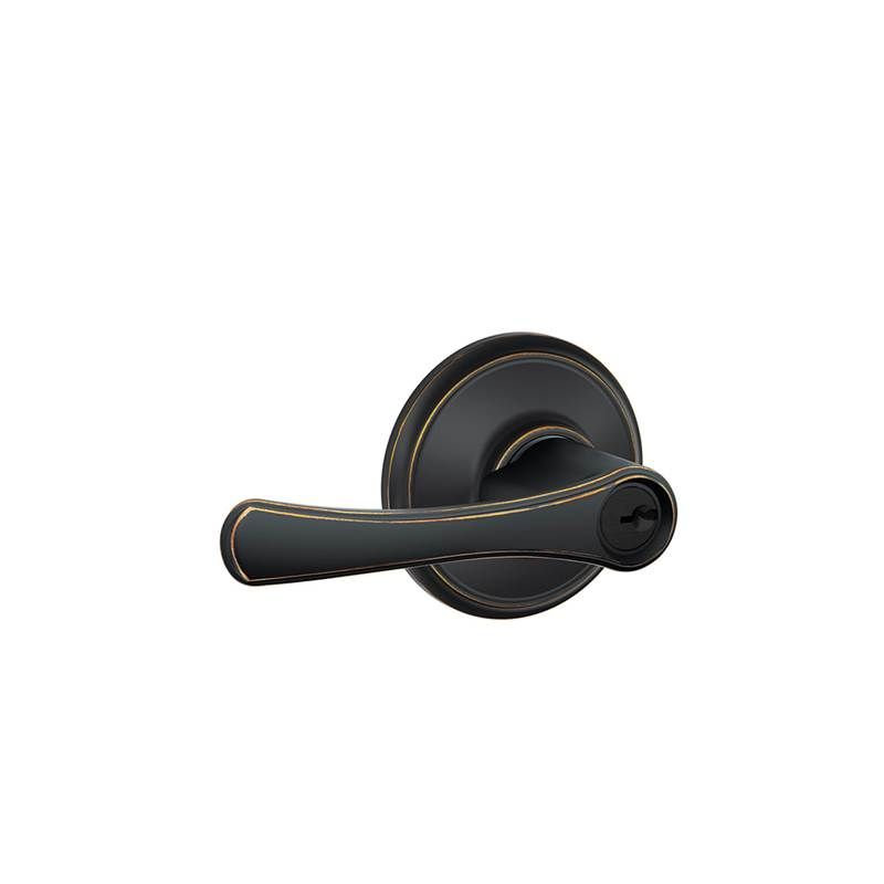 Avila Lever Keyed Entry Lock, Aged Bronze, Yes