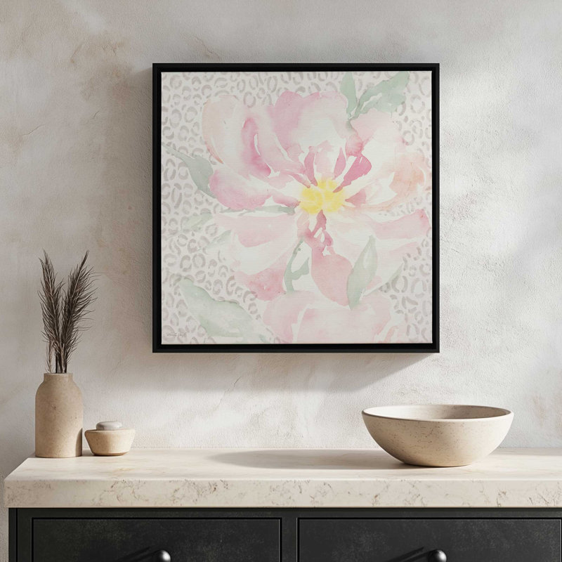 «Leopard Rose III» par Cindy Jacobs, reproduction d'art, Toile avec cadre, L 12 po x H 12 po, Blanc