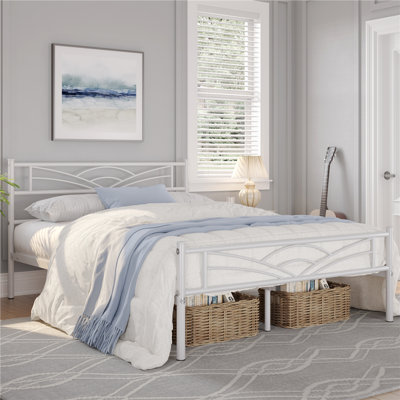88.5cm Height Metal Bed Frame with Cloud-inspired Design Headboard