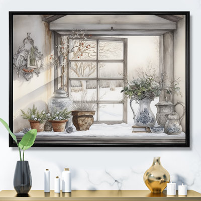 Fenêtres, charme scandinave d'hiver sur toile