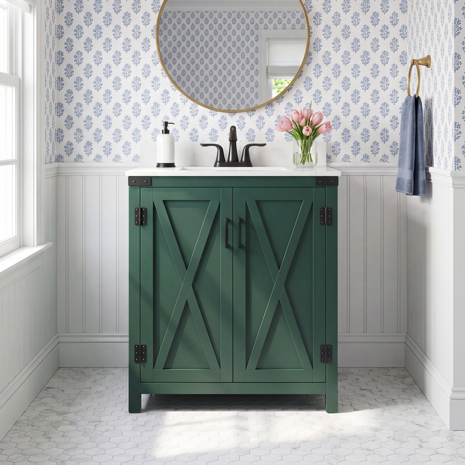 Slayton 30'' Single Bathroom Vanity, Green