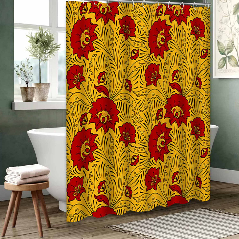 Rideau de douche rouge imperméable, rideaux de douche pour la salle de bain avec 12 crochets, L 72 po x l 84 po