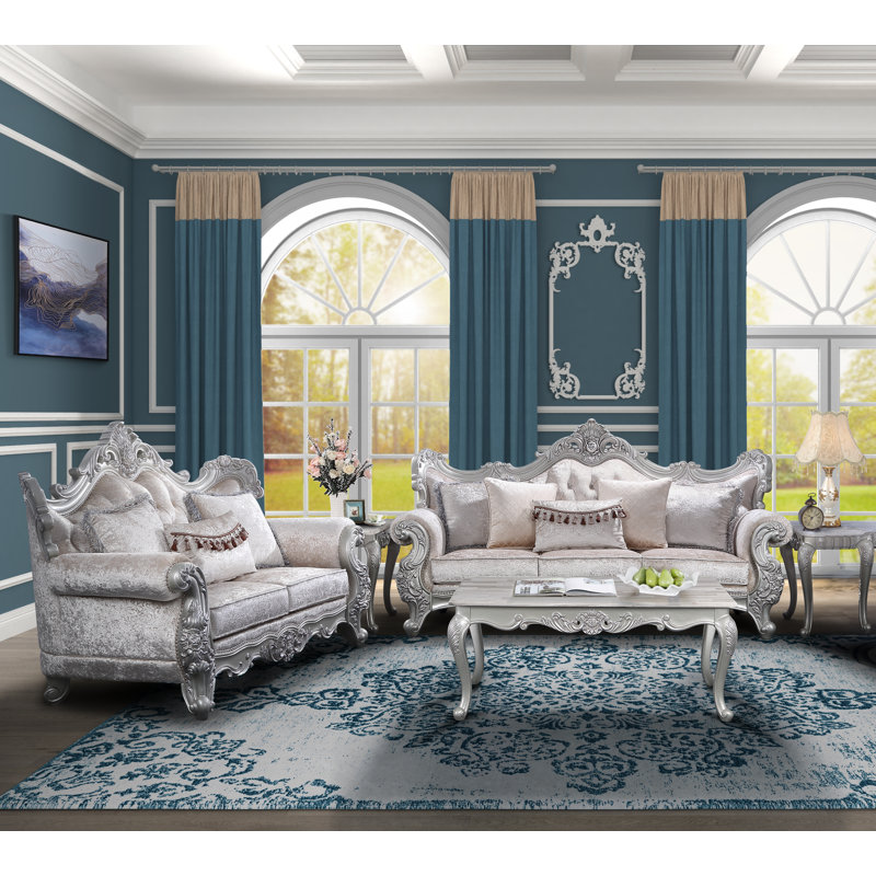 Kyani Silver Champagne Wood 2-Piece Living Room Set