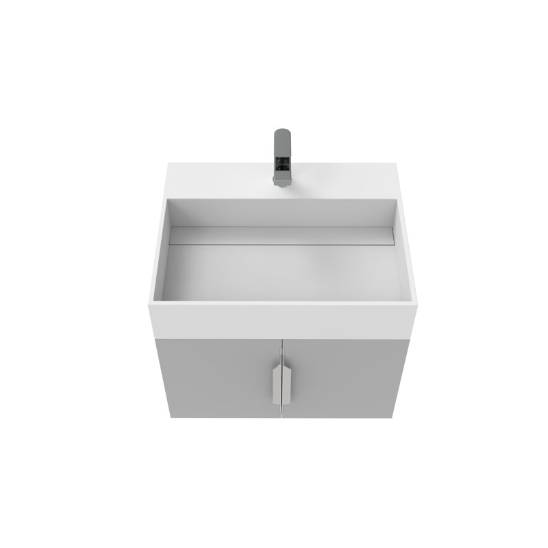 Ensemble de meuble-lavabo simple 24 po avec surface solide Amazon, Blanc, Gris, Chrome