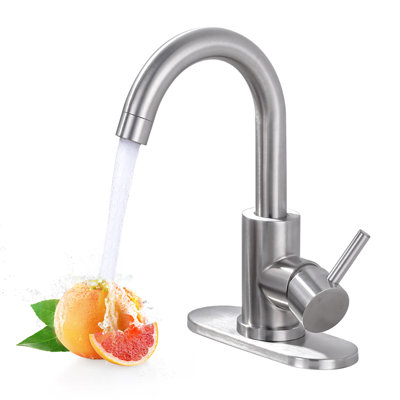 Single Handle Stainless Steel Bar Kitchen Faucet With Swivel Spout And Deckplate