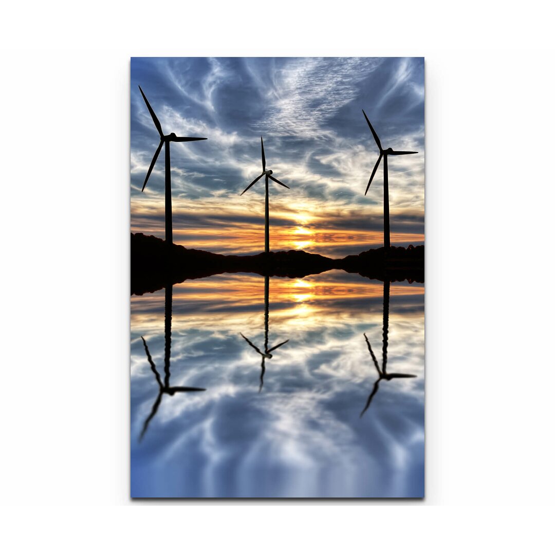 Fotodruck Wind Turbines at Sunset