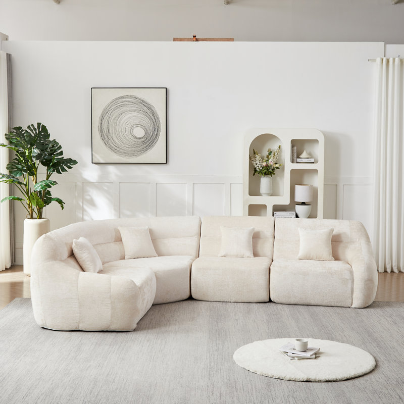 Canapé modulaire spacieux et spacieux, tissu chenille, design incurvé élégant pour la maison