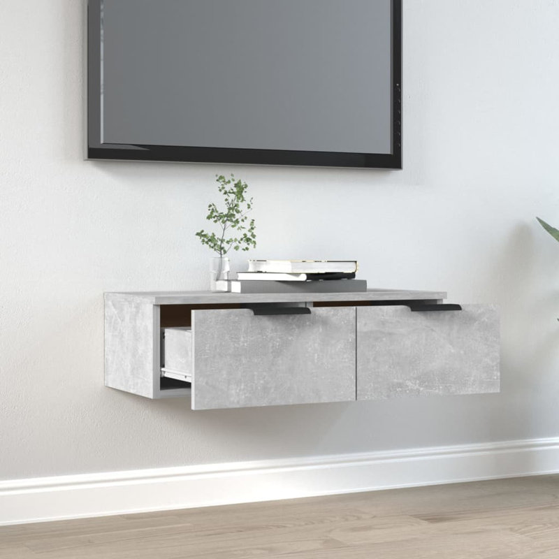 Izzey Unfinished Accent Cabinet with Fireplace Included, Concrete Grey