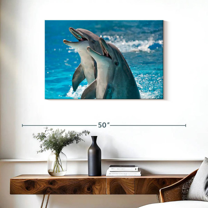 Excited Dolphins, 24" H x 36" W