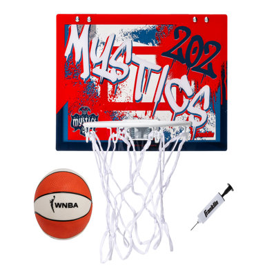 Cerceau de basketball par dessus la porte WNBA Washington Mystics de Franklin Sports - Cerceau de basketball d'intérieur pour enfants avec mini ballon - Cerceau de magasin de fan WNBA pour chambre à coucher et bureau
