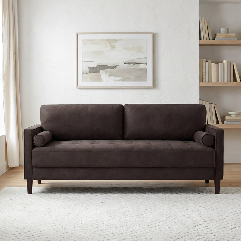 Canapé capitonné à accoudoirs carrés 75,6 po Garren, Polyester gris anthracite