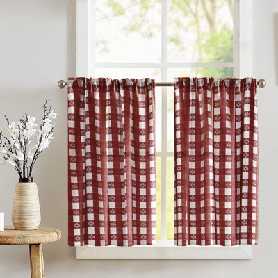 Poplin Tavern Gingham Checkered Cafe Tier Curtains