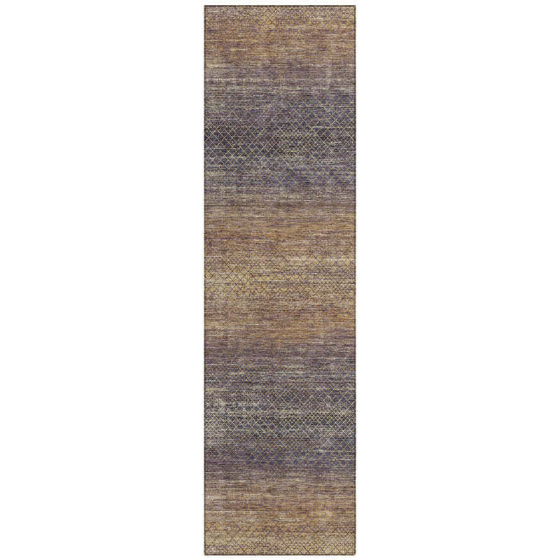 Machine Washable Indoor/Outdoor Xhevrie Eggplant Rug, Runner 2'3" x 7'6"