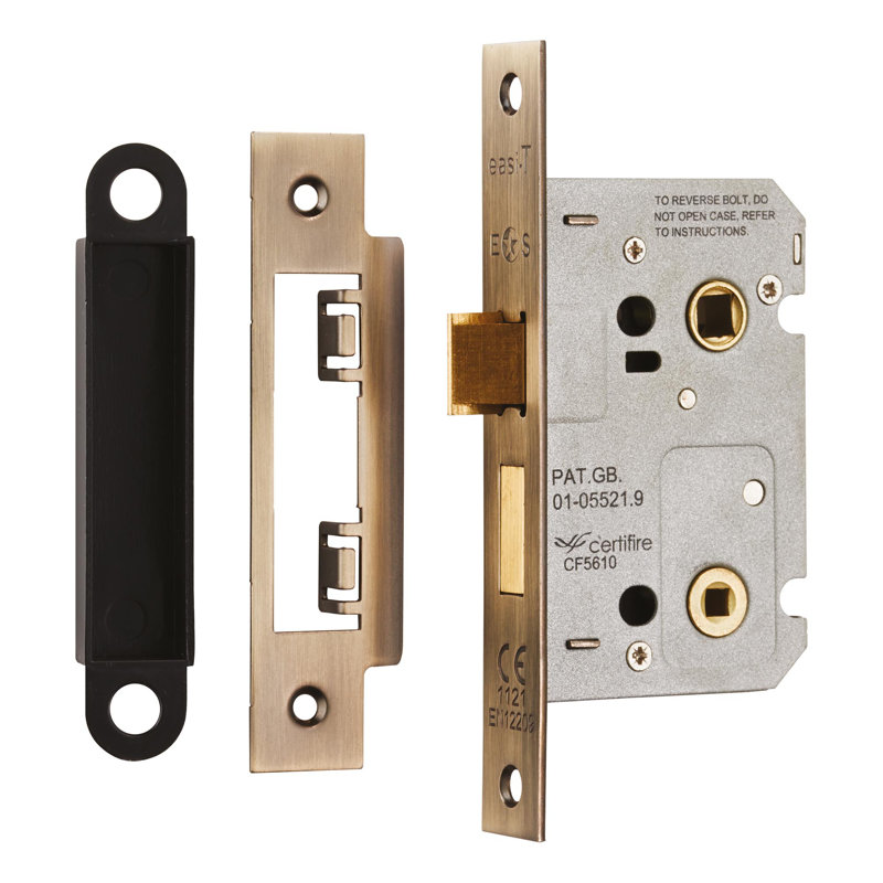 Lorie Easi-T Bathroom 3 Piece Lock Set, Antique Brass