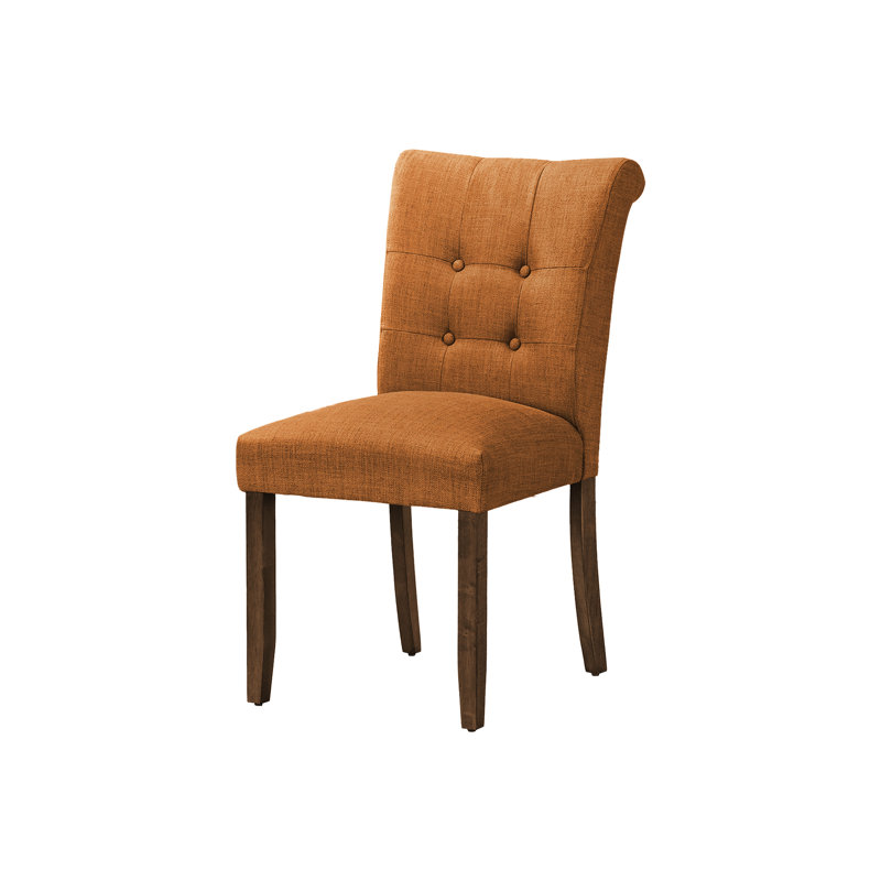 De 2 chaises de salle à manger modernes de 38 po, recouvertes d'un tissu orange fascinant avec des pieds en bois de noyer massif pour la chaise de style 2, haute et charmante