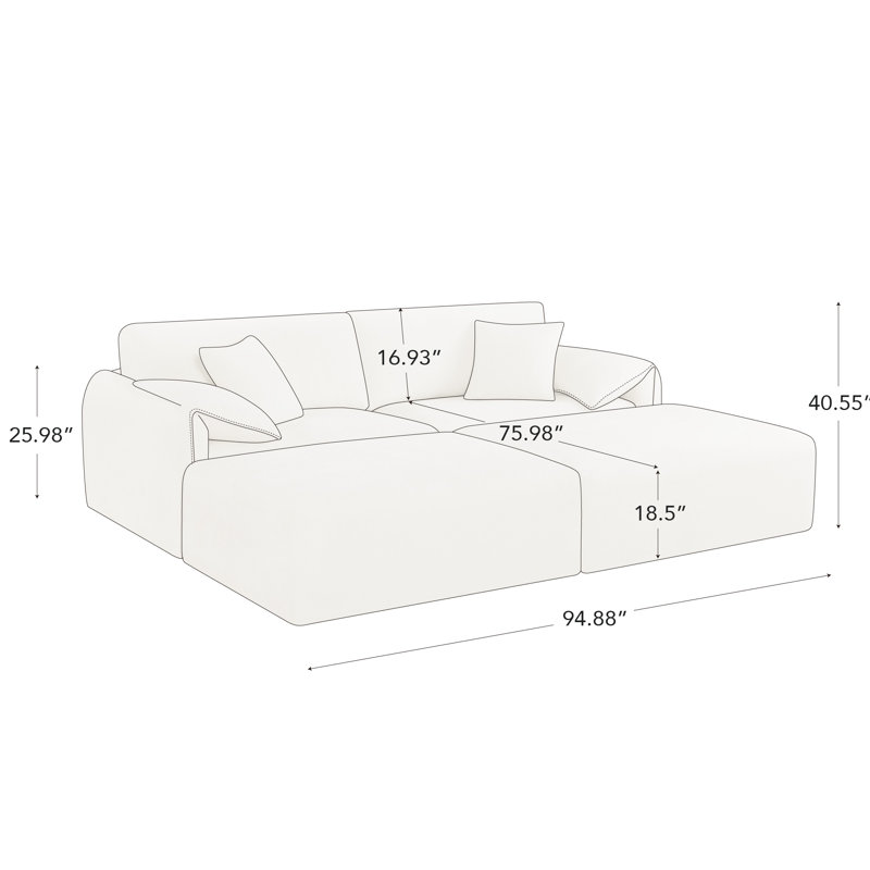 Bodhild 94.8" Feather-Filled Chenille Upholstered Sleeper Sofa, Taupe