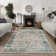 Washable Non-Slip Area Rug - Blue Green / Tangerine Traditional Oriental Area Rug
