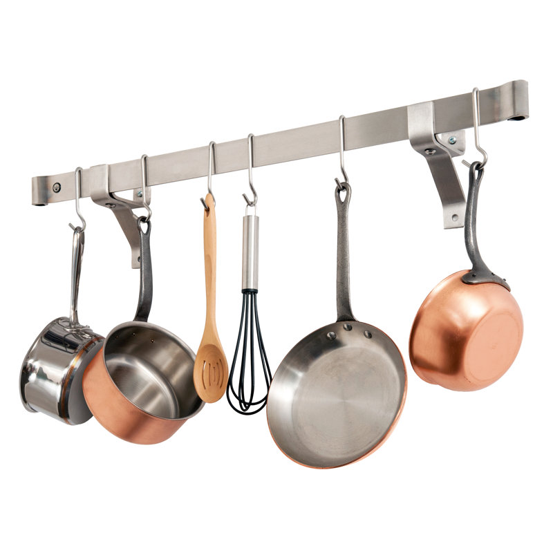 Handcrafted Rolled End Bar, 4" Wall Brackets, 4.75" H x 36" W x 6.25", Stainless Steel