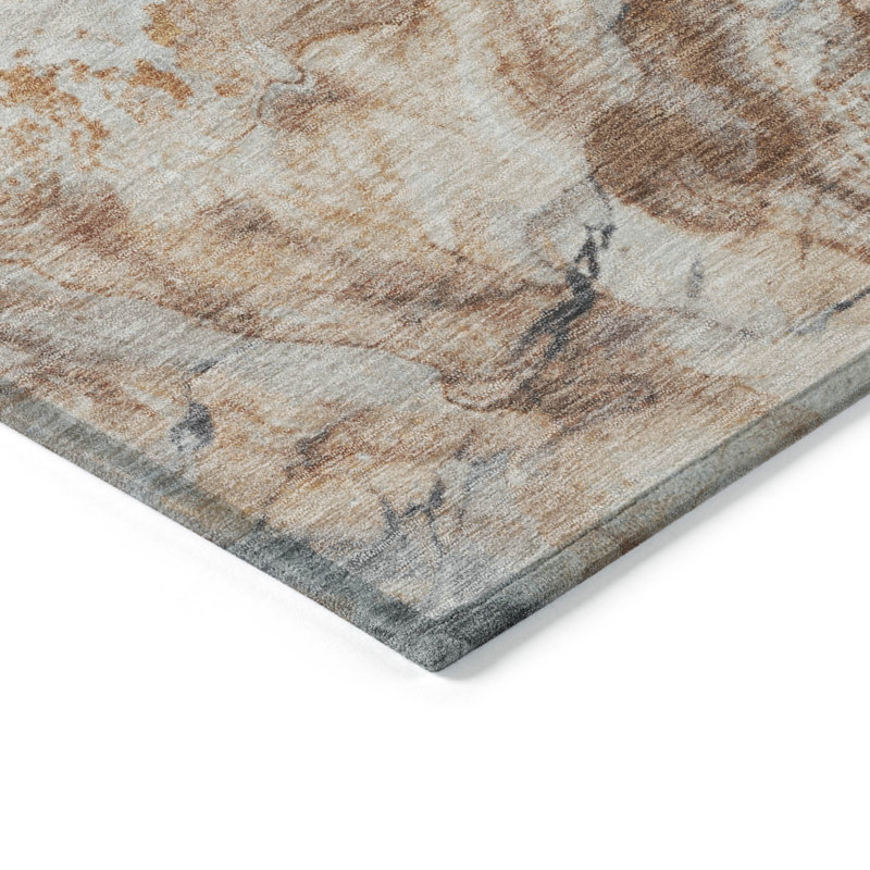 Tapis argenté intérieur / extérieur lavable à la machine Cinead ACN1709, Rectangle 10 pi x 14 pi