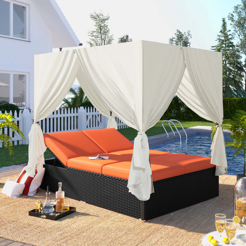 Almontiser Upholstered Daybed with Mattress, Orange