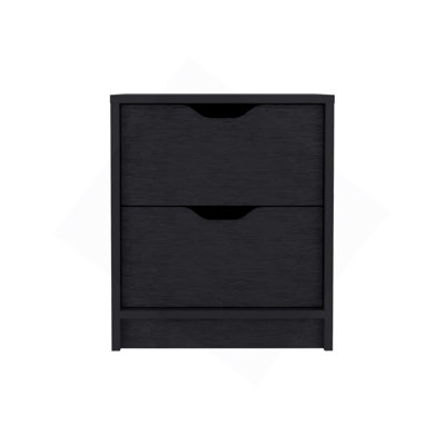 Basilea 2 Drawers Nightstand , End Table, Side Table Pull Out System -Black