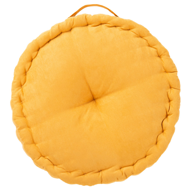 Mustard Yellow Round Floor Pillow with Handle