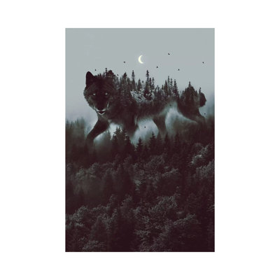 Noctivagant Black Wolf - Print on Canvas