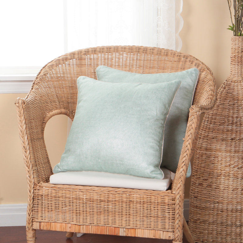  Housse de coussin carré en lin, Bleu ciel