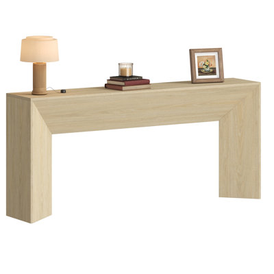  70.9 Inch Extra Long Console Table, Farmhouse Wood Sofa Table Behind Couch, Narrow Entryway Table With Sturdy Triangular Base For Living Room, Entryway, Natural Oak