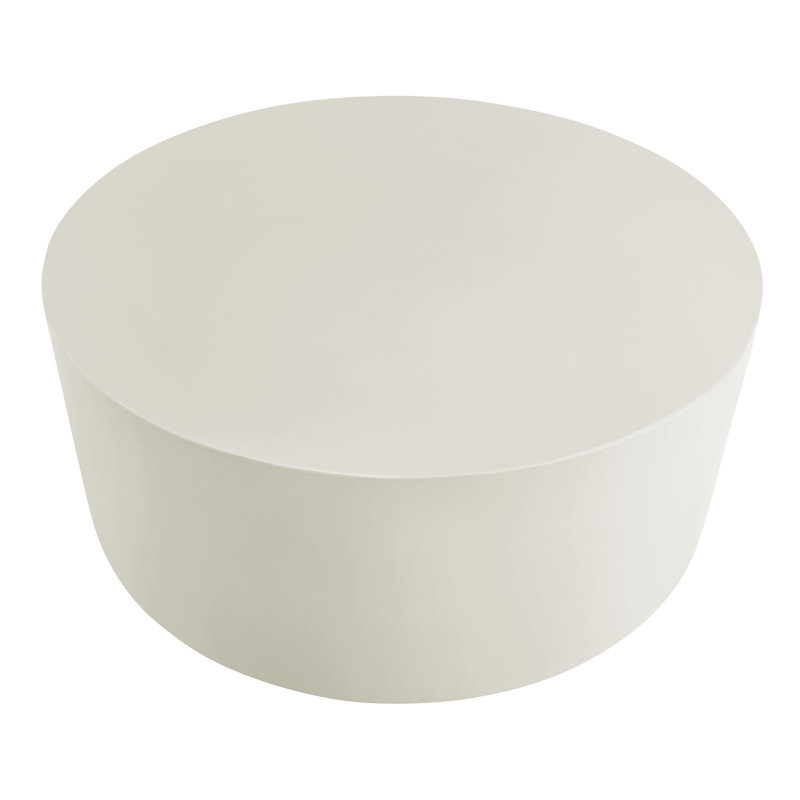 Brion Round Indoor - Outdoor Patio Concrete Coffee Table, White