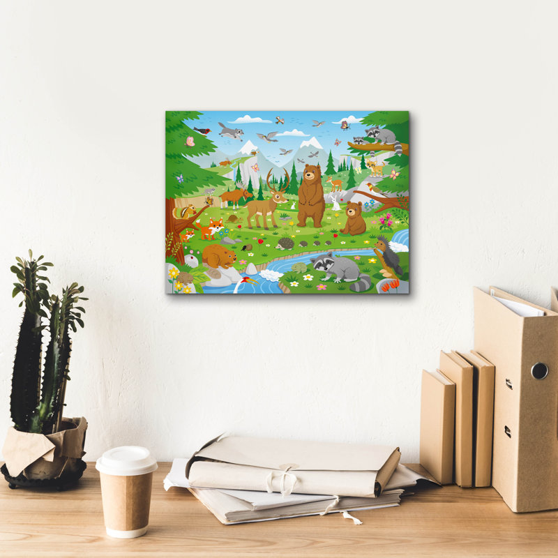 Toile épique Graffiti «Fun With Forest Friends» par DoodleScapes, 16 po x 12 po